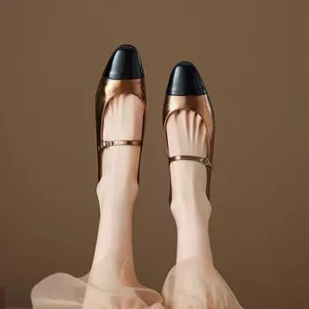 Туфли Мэри Джейн Женские туфли Туфли с круглым носком Туфли на плоской подошве в тон Туфли с пряжкой из одного слова Туфли с легким язычком 35