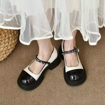 Туфли Мэри Джейн женские весенние и осенние туфли на плоской подошве туфли на толстой подошве британский стиль модные и удобные 35 серебряный