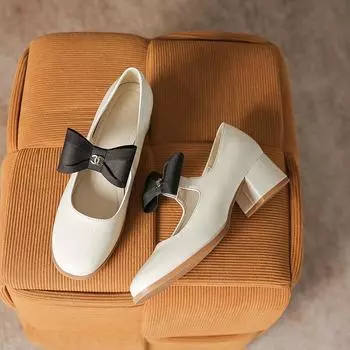 Туфли Мэри Джейн женские весенние новые модные женские туфли в британском стиле с круглым носком на толстом каблуке с бантом и юбкой женские туфли 34