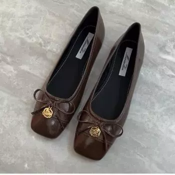 Туфли Marie Janes на плоской подошве, женские весенние модельные туфли Лолиты с бантом, новинка 2024 года, дизайнерские женские вечерние прогулочные сандалии, обувь 35 чёрный