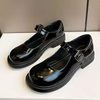 Туфли Mary Jane Retro Small Leather, женские, однотонные, на толстом каблуке, лакированные, повседневные, одинарные, женская обувь, осенняя пора 35