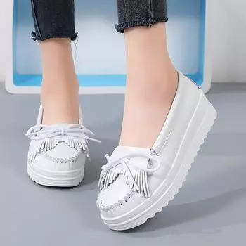 Туфли медсестры на толстой подошве из бисквитного торта, белые туфли 35 белый