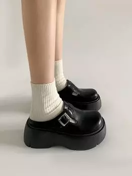 Туфли-мешки Lefu в британском стиле на платформе, универсальные, модные, женские, черные, одинарные туфли 2024 года, новые модели весны и осени 35