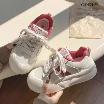 Туфли молочно-белые на платформе женские с большой головой, весна 2025, новые шикарные туфли на платформе для хлеба в Корейском стиле 35 белый