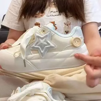 Туфли молочные fufu на толстой подошве, маленькие белые, женские, осень 2024 года, дышащие, тонкие, студенческие, универсальные, с круглым носком 35 небесно-голубой