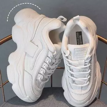 Туфли Muffin на толстой подошве из кожи для папы, женские, новинка 2024 года, повседневная универсальная спортивная обувь небольшого размера, ins tide 35