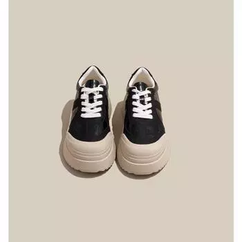 Туфли Muffin с толстой подошвой, женские, осенние, новые, в стиле ретро, с высокими каблуками, спортивная повседневная обувь 35 коричневый