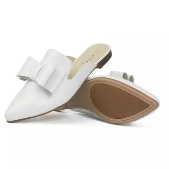 Туфли-мюли для женщин, повседневные, удобные, мягкие, домашние, получашечки, бант, острый носок, слипоны, новые осенние женские тапочки, верхняя одежда, обувь 6