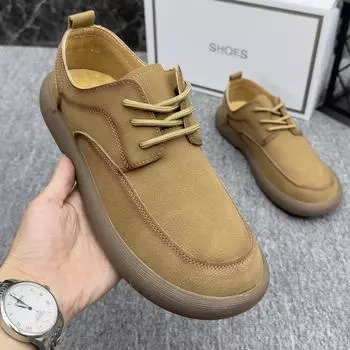 Туфли мужские из полой кожи 2024 года, летние новые мужские туфли из кожи, дышащие, трендовые, универсальные, на платформе, ретро, повседневные туфли 38