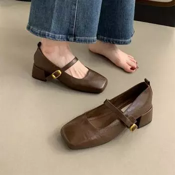 Туфли на блочном каблуке для женщин, сексуальные туфли для трансвеститов, туфли Мэри Джейн с закрытым носком, баскетбольная платформа, квадратный носок, милые сандалии для женщин 35 чёрный