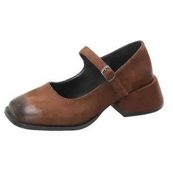 Туфли на каблуках, сабо на платформе, круглый носок, неглубокий носок, модная женская обувь, повседневные кроссовки, новые удобные 35