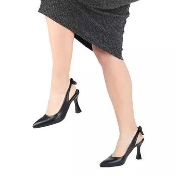 Туфли на каблуке-шпильке с бантом и черной спиной - Пони