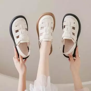 Туфли на низком каблуке босые женские темно-синие туфли-лодочки милые босоножки женские 2024 на низком каблуке летние оранжевые эспадрильи закрытые ретро-шорты C 35 чёрный