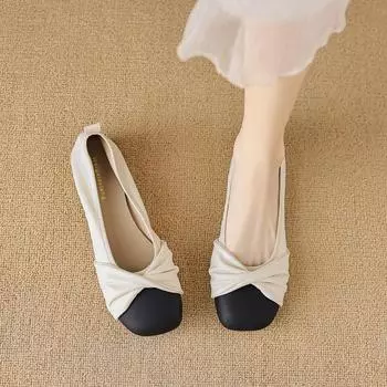 Туфли на низком каблуке и большого размера для женщин 34 абрикосовый