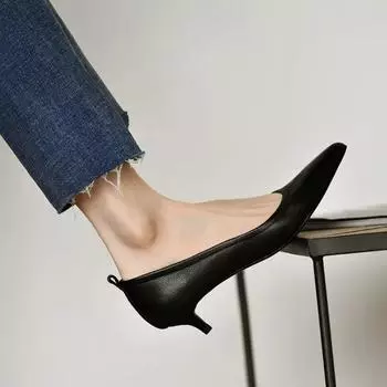 Туфли на низком каблуке Туфли-лодочки с заостренным носком Однотонные базовые туфли-лодочки Женская офисная мода Простые туфли на высоком каблуке 35