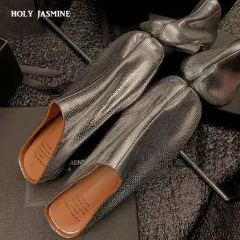 Туфли на низком каблуке женские туфли с квадратным носком и раздвоенными пальцами из натуральной кожи, весенне-летние лаконичные повседневные рабочие туфли для женщин, новые 34 чёрный