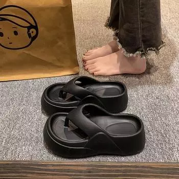 Туфли на очень высоком каблуке, шлепанцы на толстой подошве для женщин, нескользящие для ношения на открытом воздухе, пляжные сандалии, женские сандалии, увеличивающие рост 36-37 белый