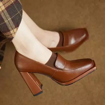 Туфли на очень высоком каблуке женские туфли с квадратным носком сексуальные туфли-лодочки массивные дизайнерские модные туфли трендовые осенние платья вечерние туфли Zapatos Mujer 35