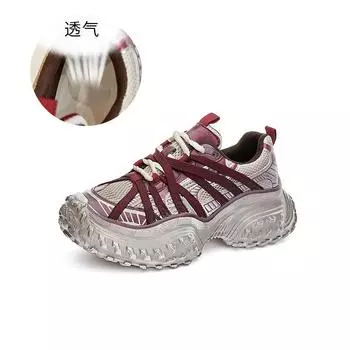 Туфли на пенопластовой подошве для пап, женские, весна 2025, новые ретро-туфли, толстая подошва, увеличивающая рост, спортивная обувь, универсальная повседневная обувь 35