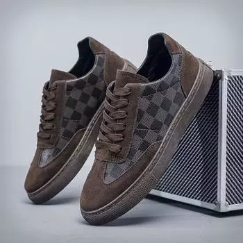 Туфли на пластинах, мужская обувь, повседневная обувь в клетку с низким берцем, на шнуровке, универсальная обувь, мужские модели Tide Male 39