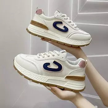 Туфли на платформе белые женские 2024 весна-лето новые сетчатые спортивные туфли женские дышащие повседневные модные туфли Forrest Gump 35 синий