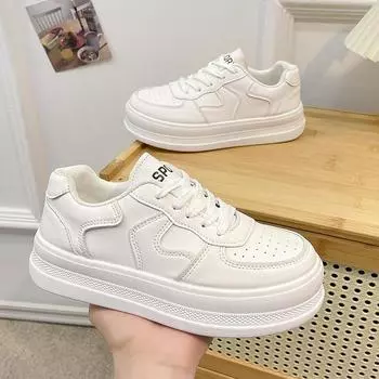 Туфли на платформе белые женские студенческие универсальные легкие кроссовки для тренировок новая осенняя модная обувь для отдыха и трендовая обувь 35 белый