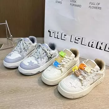 Туфли на платформе белые женские универсальные нишевые дизайнерские туфли Sense Star Board Shoes новые весенне-летние спортивные и развлекательные туфли в гонконгском стиле 35 серый