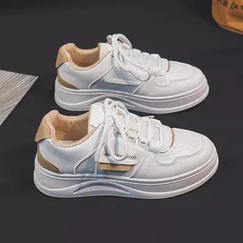 Туфли на платформе белые женские весна и осень новые женские дышащие туфли Inner Match Match Skirt Shoes Height Increating Board Shoes 35