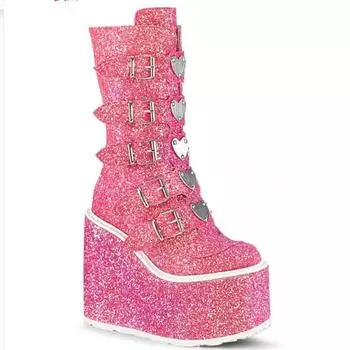 Туфли на платформе, ботинки, женская зимняя обувь, натуральная кожа, сапоги для верховой езды, женская обувь на молнии, длинные сапоги, осень, черный цвет 35 белый