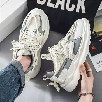 Туфли на платформе для папы, мужские весенние и осенние белые кроссовки, универсальные увеличивающие рост туфли, весенние, новые, для студентов, белые туфли 39 чёрный