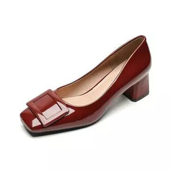 Туфли на платформе и высоком каблуке 2024 года, летняя новая мода, пряжка, однотонные черные рабочие туфли, женская обувь из искусственной кожи, водонепроницаемая обувь для женщин 35 дубильная кора