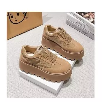 Туфли на платформе Модные ретро повседневные на шнуровке увеличивающие рост спортивные туфли 35 чёрный