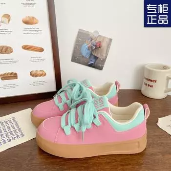Туфли на платформе молочного цвета, белые, женские, повседневные, осенние модели, новые модные, нишевые, универсальные, с низким верхом, с круглым носком, студенческие спортивные туфли 35 розовый