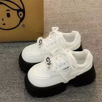 Туфли на платформе Muffin, универсальные женские туфли, новинка 2025 года, маленькие мужские туфли, показывающие ноги, маленькие туфли для папы, черно-белые туфли в стиле панды 35