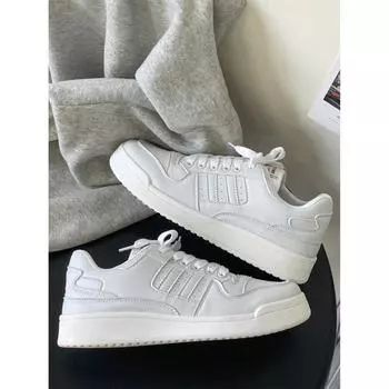 Туфли на платформе с круглым носком, белые, женские, весна 2024, новые, универсальные, студенческие, американские, повседневные, модные, спортивные, женские, для сноубординга 35 тёмно-синий