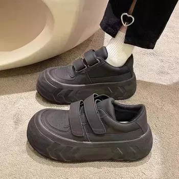 Туфли на платформе Velcro, женские туфли с увеличенным голенищем, универсальные кроссовки, повседневная обувь 35 белый