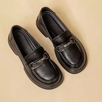 Туфли на платформе в британском стиле JK, женские туфли из натуральной кожи, новые туфли Мэри Джейн с одной педалью, одинарные туфли, большой размер 41 35 чёрный