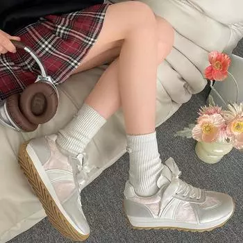 Туфли на платформе в стиле ретро, белые, женские, весна-лето 2025, универсальные, повседневные, спортивные, легкие, папины туфли 35 розовый