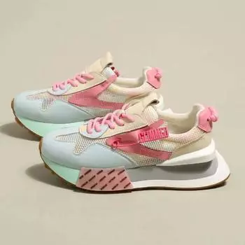 Туфли на платформе женские повседневные кроссовки модные повседневные разноцветные сетчатые дышащие высокие кроссовки на танкетке для бега на открытом воздухе 35