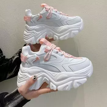 Туфли на платформе женские повседневные вулканизированные туфли новые модные женские кроссовки на толстой подошве Basket Femme Chunky Sneakers женские ef5ser4 35 белый