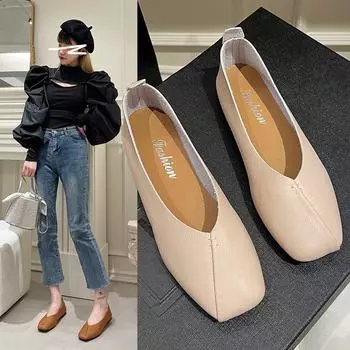 Туфли на плоской квадратной подошве с мягкой подошвой для женщин - коллекция весна-осень 2024 г. 36 чёрный