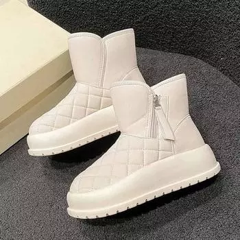 Туфли на плоской платформе женские повседневные удобные для ходьбы женские ботильоны зимняя мода 2024 тренд теплые дизайнерские chaussure femme 35 бежевый