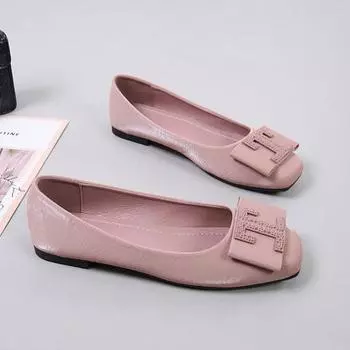 Туфли на плоской подошве 44, одинарные туфли для мам, удобные, мягкие, кожаные, с мягкой подошвой, легкие, нескользящие, универсальные, женские 35 бежевый