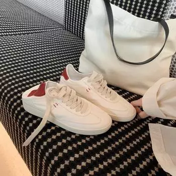 Туфли на плоской подошве белого цвета женские, осень-зима, с кроссовками De, легкие спортивные туфли Gump Plate, повседневная обувь 35 красный