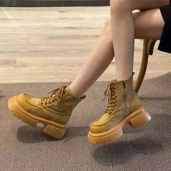 Туфли на плоской подошве Ботинки женские новые с круглым носком на шнуровке Rock Med Lolita женские ботильоны летние базовые парусиновые с перекрестной шнуровкой из ПВХ на шнуровке S 35