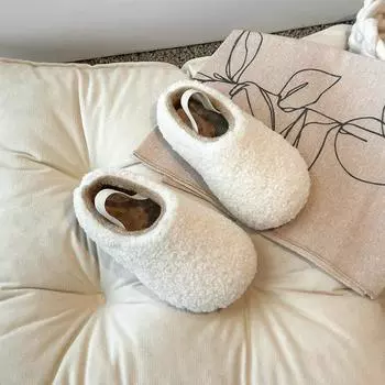 Туфли на плоской подошве для девочек, милые детские плюшевые туфли с мягкой подошвой, однотонные, 2024 г., новые милые детские туфли принцессы из флиса, элегантные 21 бежевый