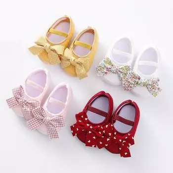 Туфли на плоской подошве для маленьких девочек, нескользящая мягкая подошва, симпатичные детские туфли с бантом, обувь для новорожденных принцесс, первые ходунки для малышей 0-18 месяцев 13/L