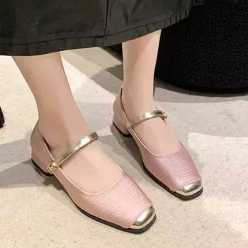 Туфли на плоской подошве для женщин, весна-осень 2024, новые туфли на плоской подошве, модные туфли-лодочки с квадратным носком, размер 35-40 35 бежевый