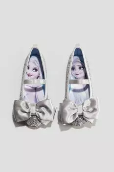 Туфли на плоской подошве HM с блестками серебристого цвета Frozen