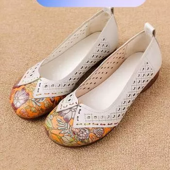 Туфли на плоской подошве из натуральной кожи на весну и лето, нескользящие мокасины из дышащей кожи с мягкой подошвой 35 зелёный